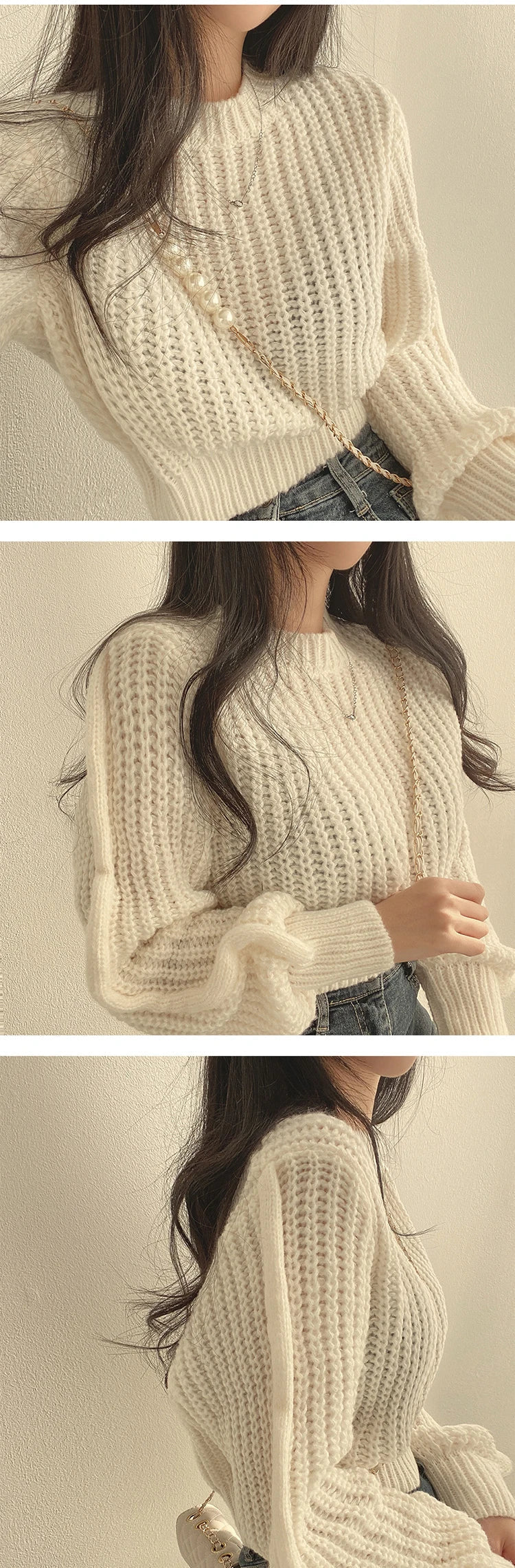 Loose Vintage Harajuku Lantern Long Sleeve Women Sweater Korean Autumn Winter Knitwear Soft Warm Tops Chic Solid Femme Sweater RT220