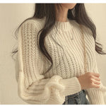 Loose Vintage Harajuku Lantern Long Sleeve Women Sweater Korean Autumn Winter Knitwear Soft Warm Tops Chic Solid Femme Sweater RT220