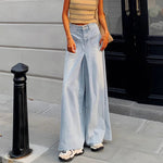 Woman High Waist High Street Wide Leg Jeans Female Loose Designer Pants Girls Fashion Y2k Blue Light Blue Gothic Denim Trousers RT220