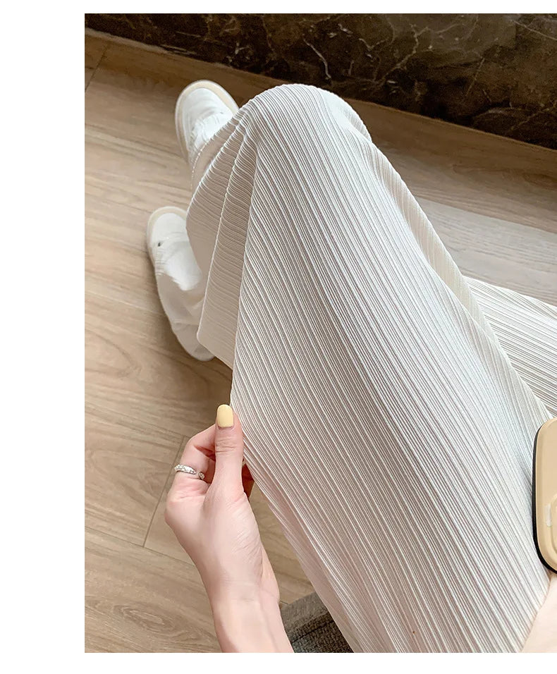 Thin Summer Wide-leg Pants Ice Filament Permeability Women Spring  Women Elastic Waist Stright Long Wide Leg Pants Casual Female RT220
