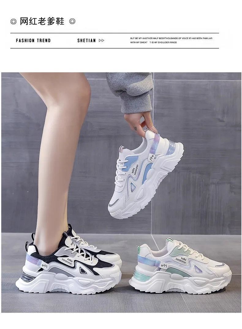 2025 Sneakers Women Platform Flat Shoes Woman Shoes Green Casual Trainers Ladies Chunky Sneakers Women Shoes RT220