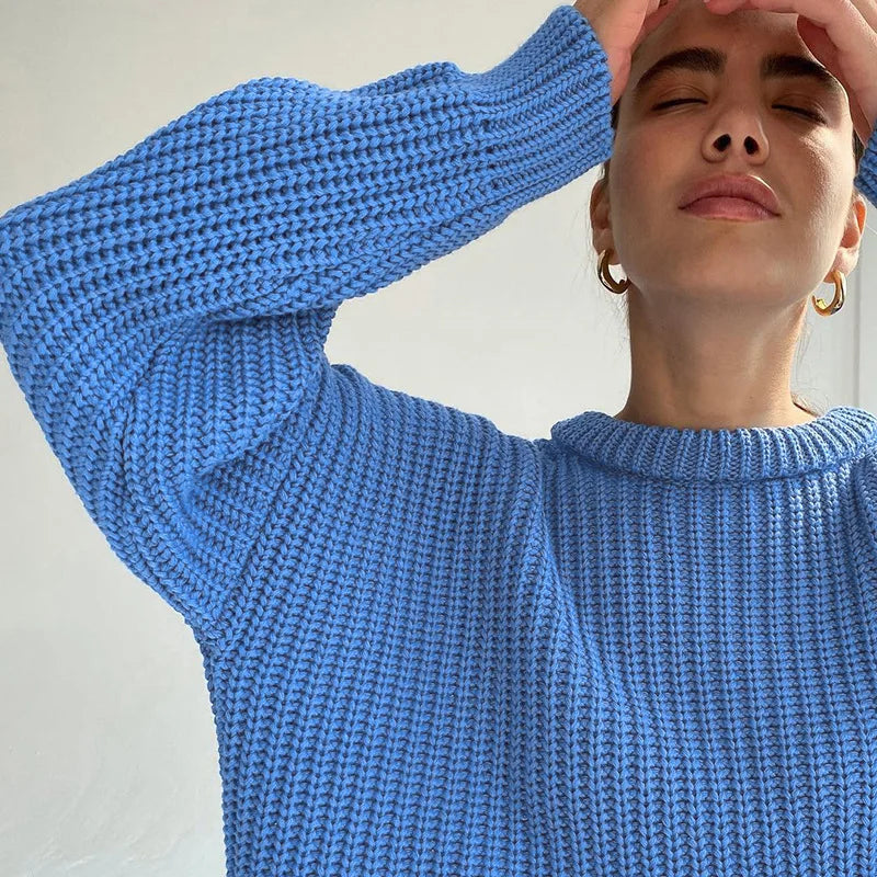 Casual O-neck Long Sleeve Sweater Blouse Office Lady Autumn Winter Fashion Elegant Solid Knitted Sweater For Women 2023 Female RT220