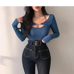 Sexy Tank Top Cropped Inner Strapless Long Sleeve Cover Up Outer Wear 2-piece Set Women's Summer Fashionable Suit RT220