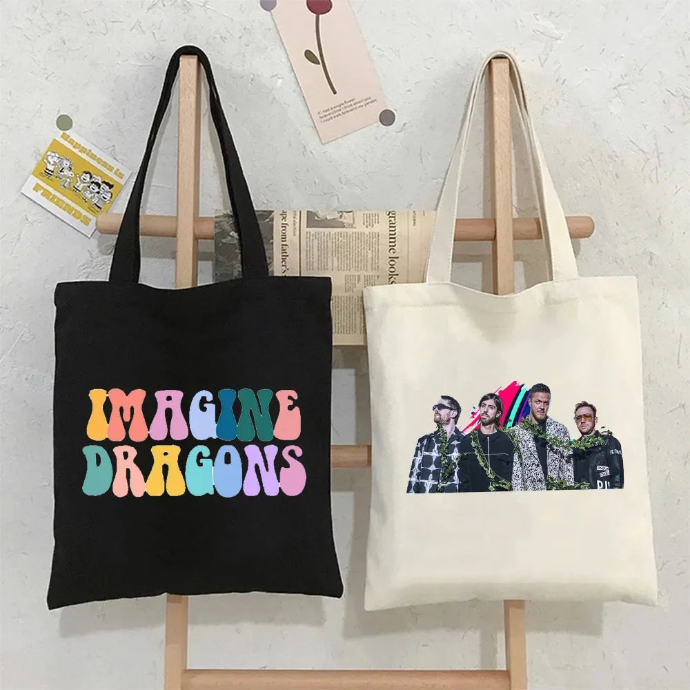 New Style Vintage Imagine Dragons Mercury Tour 2023 Shoulder Bag Tote Bags Women Shopping Bag Reusable High-capacity Handbags RT220