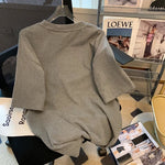 Women Three dimensional Love Ironing Short-sleeved T-shirt 2023 Summer New Casual Fashion Loose Grey Pullover Female RT220