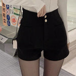 Plus Velvet Thicker Shorts Women Korean Style All-match Sexy Kpop High Waist Autumn Winter Club Streetwear Fashion Solid Buttons RT220