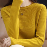 100% Merino Wool Knitted Sweater Autumn/Winter 2024 New Women's Round Neck Hollow Top 11 Color Pullover Versatile Coat NJR1107 RT220