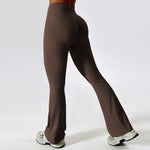 Sexy Flared Leggings Women's Running Pants Scrunch Butt Trousers Cross Waist Sports Tights Woman Skin-Friendly Workout Leggin RT220