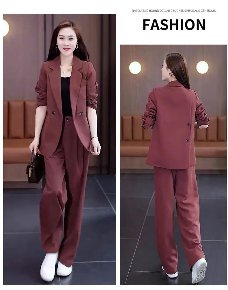 Women's 2025 Spring New Fashionable and Stylish Professional Suit Two Piece Set Korean Elegant Casual Suit Pants Two Piece Set RT220