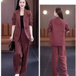 Women's 2025 Spring New Fashionable and Stylish Professional Suit Two Piece Set Korean Elegant Casual Suit Pants Two Piece Set RT220