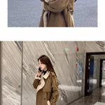 2024 Autumn Winter New Medium Long Double-breasted Lambswool Suede Woolen Coat Women Add Velvet Padded Warm Fur One Woolen Coats RT220