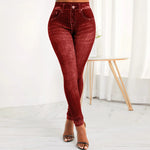 M XXL Faux Denim Leggings Women Clothing Summer High Waist Jeans Oversized Basics Pants Female Casual Slim Trousers RT220