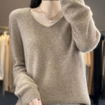 2024 New Womens Basic V-neck Pullover Sweater 100% Merino Wool Long Sleeve Cashmere Knitwear Autumn Winter Female Clothing Tops RT220
