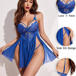 New Sexy Nightgown White Lace Babydoll Set Women's Romantic Sheer Floral Lingerie Flowy Skirt Chemise Mini Dress Hot Sale Nighty RT220