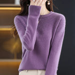 100% Merino Wool Knitted Sweater Autumn/Winter 2024 New Women's Round Neck Hollow Top 11 Color Pullover Versatile Coat NJR1107 RT220