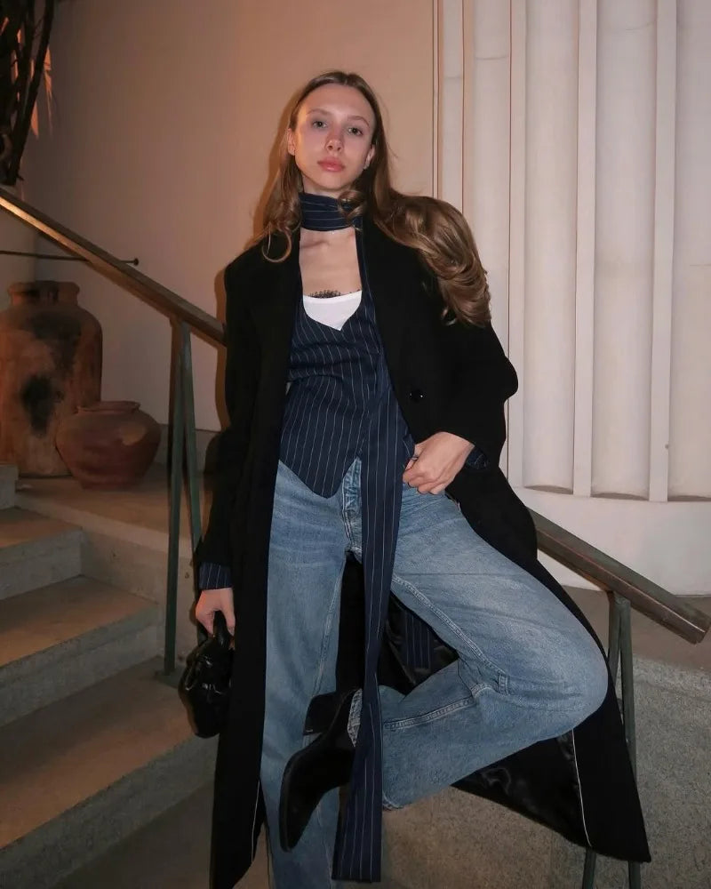 Trendix Elegant Blazer 2 Piece Sets Women V Neck Patchwork Scarf Lace Up Jackets Femme Bodycon Skirt And Commuting Blazers Suits RT220