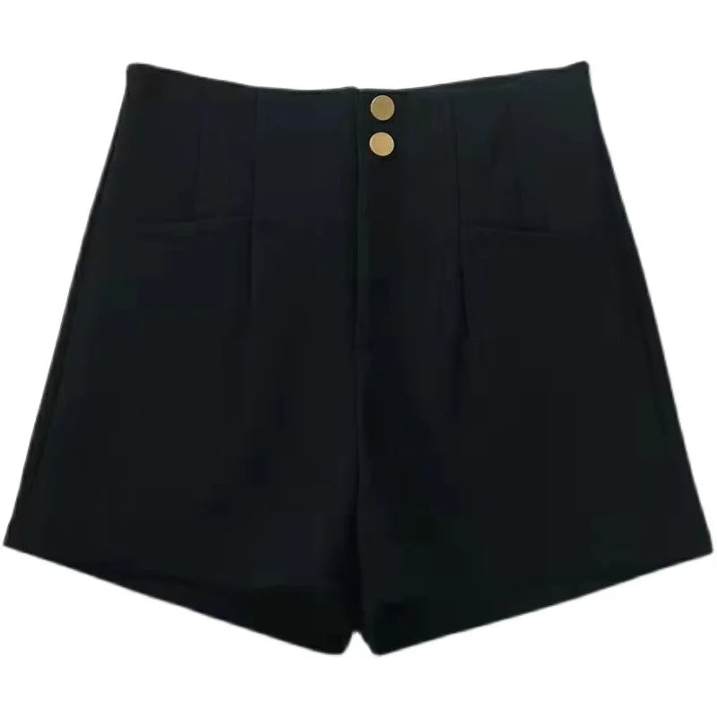 Plus Velvet Thicker Shorts Women Korean Style All-match Sexy Kpop High Waist Autumn Winter Club Streetwear Fashion Solid Buttons RT220