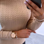 Korean Autumn/winter Fashion Women's Sweater Elegant 2024 Casual Knitted Sweater Pullover Slim Fit O-Neck Solid Color Sweater RT220