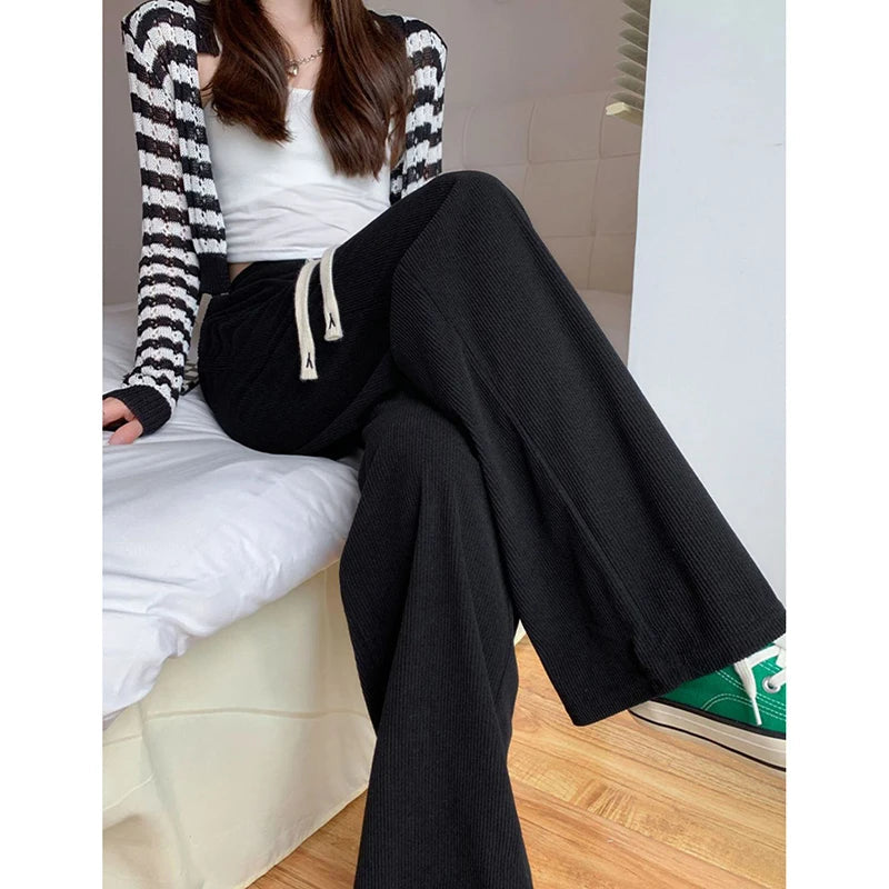 ITOOLIN Women Casual Loose Straight Pants High Waist Corduroy Pants Fashion Women All Match Office Trousers 2024 Spring Autumn RT220