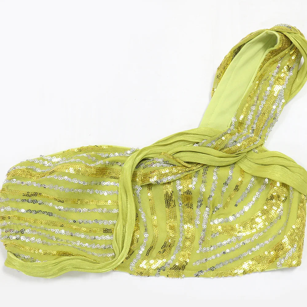 Sexy One-shoulder Long Summer Dress Sequin Birthday Holiday Elegant Party Evening Dresses Luxury Womens Prom Dresses XSY29 RT220