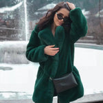 Thick Faux Fur Jacket Women Wine Red Autumn Winter Korean Maxi Coat Long Warm Luxury Fur Black Parkas Bontjas Furry Outerwear RT220