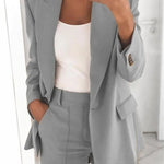 Women's blazer casual long-sleeved top solid color suit collar button simple temperament commuter plus size blazer RT220