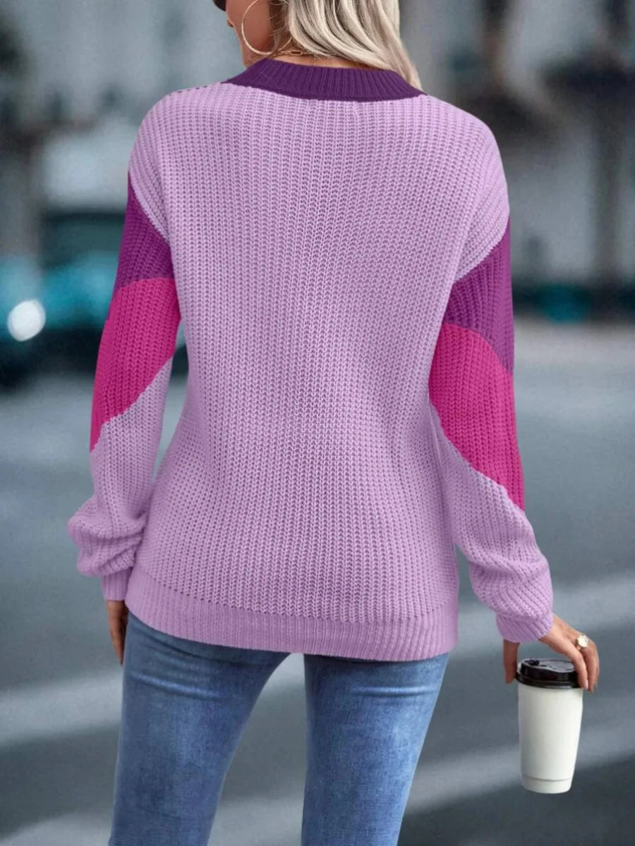Knit Sweaters Women Jumpers Striped Print Round Neck Streetwear Pullover Top Casual Long Sleeve Warm Sweater Autumn Winter RT220