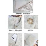 Autumn Winter Women's White Imitation Fox Fur Single Breasted Short Jacket New High-Quality Cotton/Non Cotton Wool Coats RT220