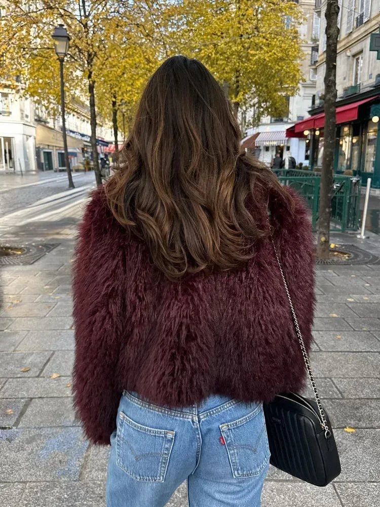 Solid Thicken Fur Coat For Women Long Sleeves Ladies Faux Fur Coats Winter Fashion Elegant Turn Down Collar Female Warm Overcoat RT220