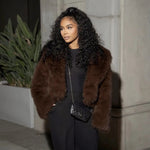 Luxury Lapel Faux Fur Short Coat For Women Casual Fluffy Full Sleeve Warm Female Jacket Autumn Winter Lady Commuter Outerwears﻿ RT220