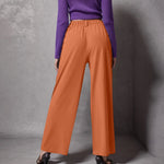 2024 New Pantalones De Mujer Women's Wide Leg Pants Elastic High Waisted Knit Casual Palazzo Pants Trousers With Pockets RT220