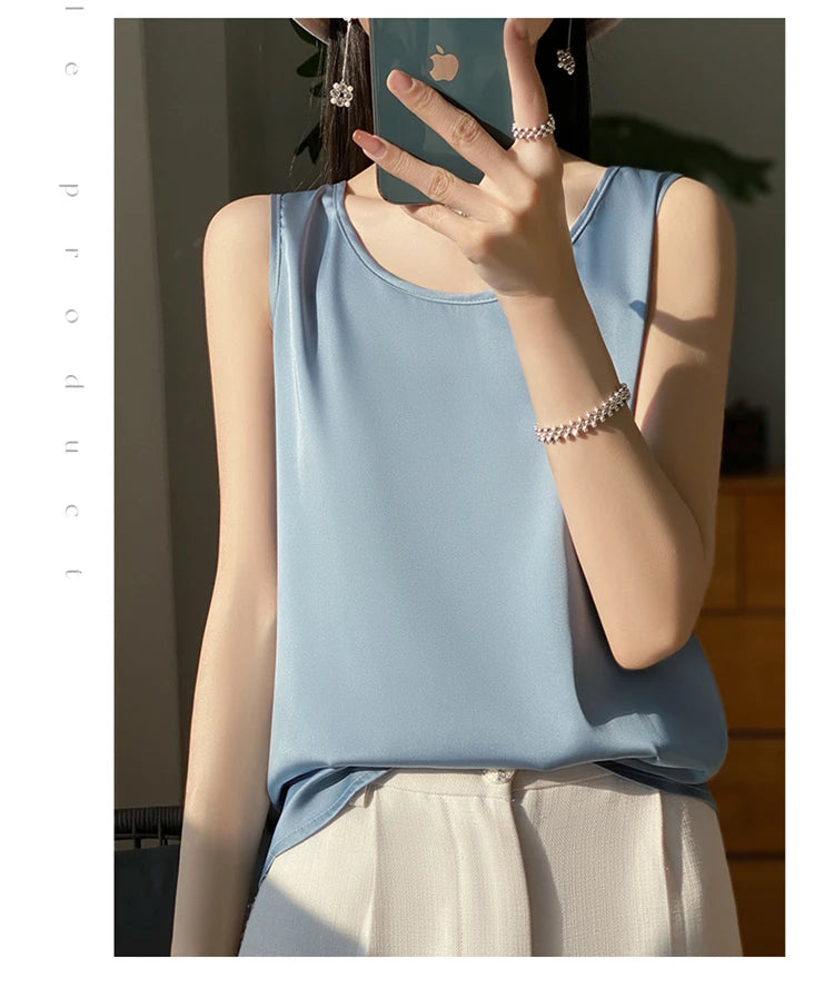 Women Tops Solid Spring Summer Casual Crop Tops Sexy O-neck Tank Tops Office Lady Pink White Top 2024 Fashion Korean Tank Top RT220