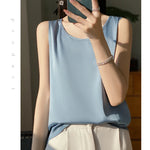 Women Tops Solid Spring Summer Casual Crop Tops Sexy O-neck Tank Tops Office Lady Pink White Top 2024 Fashion Korean Tank Top RT220