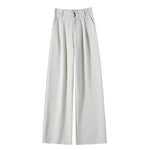 Seoulish Spring Summer Elegant Button Women's Wide Leg Pants 2025 New High Waist Solid Casual Loose Straight Trousers for Womens RT220
