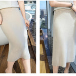 Mink Cashmere Midi Skirt For Women In Autumn And Winter, Mid Length, High Waist, Slimming, Knitted Versatile, Hip Hugging Skirts RT220