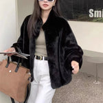 2024 Women Solid Color Stand Collar Mink Fur Top Female Long Sleeves Fox Fur Jacket Spring Autumn Lady Short Leather Fur Outwear RT220