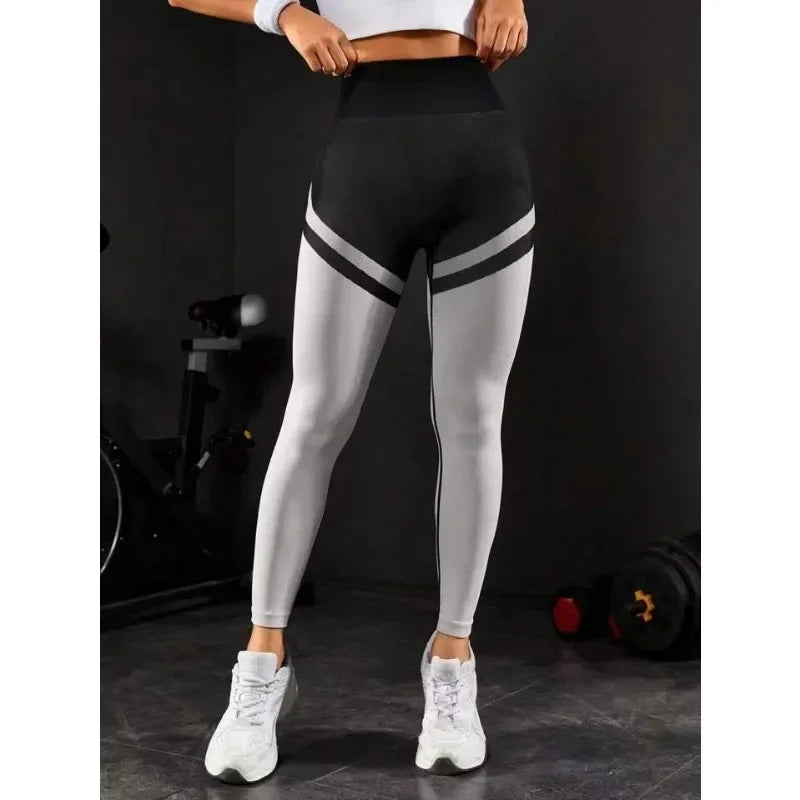 Seamless Stripes Leggings High Waist Butt Lift Leggings Women High Elastic Fitness Fashion Sports Pants Gym Cycling Yoga Tights RT220