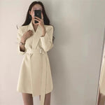 New 2025 Spring Summer Mid-length Small Thin Suit Vintage Belt Korean Fashion Casual Temperament Blazers for Women Clothing RT220