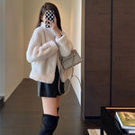 2024 Women Solid Color Stand Collar Mink Fur Top Female Long Sleeves Fox Fur Jacket Spring Autumn Lady Short Leather Fur Outwear RT220