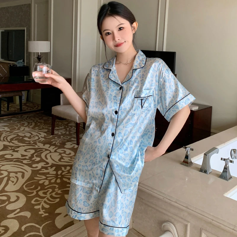 Honey Peach Print Lace Korean Ins Style Pajamas Women Y2k Three-piece Set Classy Sweet Cute Lady Lounge 2024 New Spring Homewear RT220