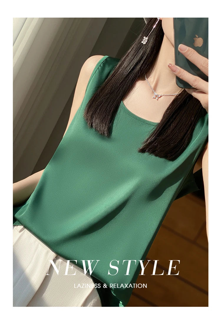 Women Tops Solid Spring Summer Casual Crop Tops Sexy O-neck Tank Tops Office Lady Pink White Top 2024 Fashion Korean Tank Top RT220