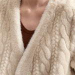 Women Fur Cardigan Thickened Long2025Spring And Autumn V-neck Jacket Female Loose Simple Leisure With Buttons Faux Fur Mink Coat RT220