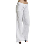 Women White Cotton Linen Pants Casual Low Waist Lightweight Wide Leg Pants Streetwear Bottom Sweatpants Hiking Pants For Women RT220