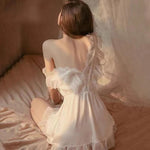 2022 New Sleepwear Women Summer Silk Nightdress Beauty Back Night Dress Home Clothes Nightwear Sleepshirts Satin Negligee RT220