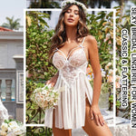 New Sexy Nightgown White Lace Babydoll Set Women's Romantic Sheer Floral Lingerie Flowy Skirt Chemise Mini Dress Hot Sale Nighty RT220
