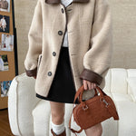 [LANMREM] Faux Fur Thick Warm Coats Lapel Single Breasted Office Lady Elegant Female Outwear Fashion 2025 Winter New 26C1095 RT220