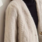 Women Fur Cardigan Thickened Long2025Spring And Autumn V-neck Jacket Female Loose Simple Leisure With Buttons Faux Fur Mink Coat RT220