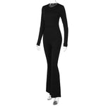Jumpsuits Autumn New Women Sexy Black Backless Long Sleeve Bodycon Rompers Fashion Streetwear Flare Pants Casual Slim Jumpsuits RT220