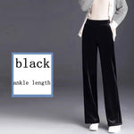 Golden Velvet Wide Legged Pants 2024 Spring and Autumn High Waist Hanging Good Casual Pants Blue Loose Straight Women's Pants6XL RT220