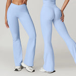 Sexy Flared Leggings Women's Running Pants Scrunch Butt Trousers Cross Waist Sports Tights Woman Skin-Friendly Workout Leggin RT220